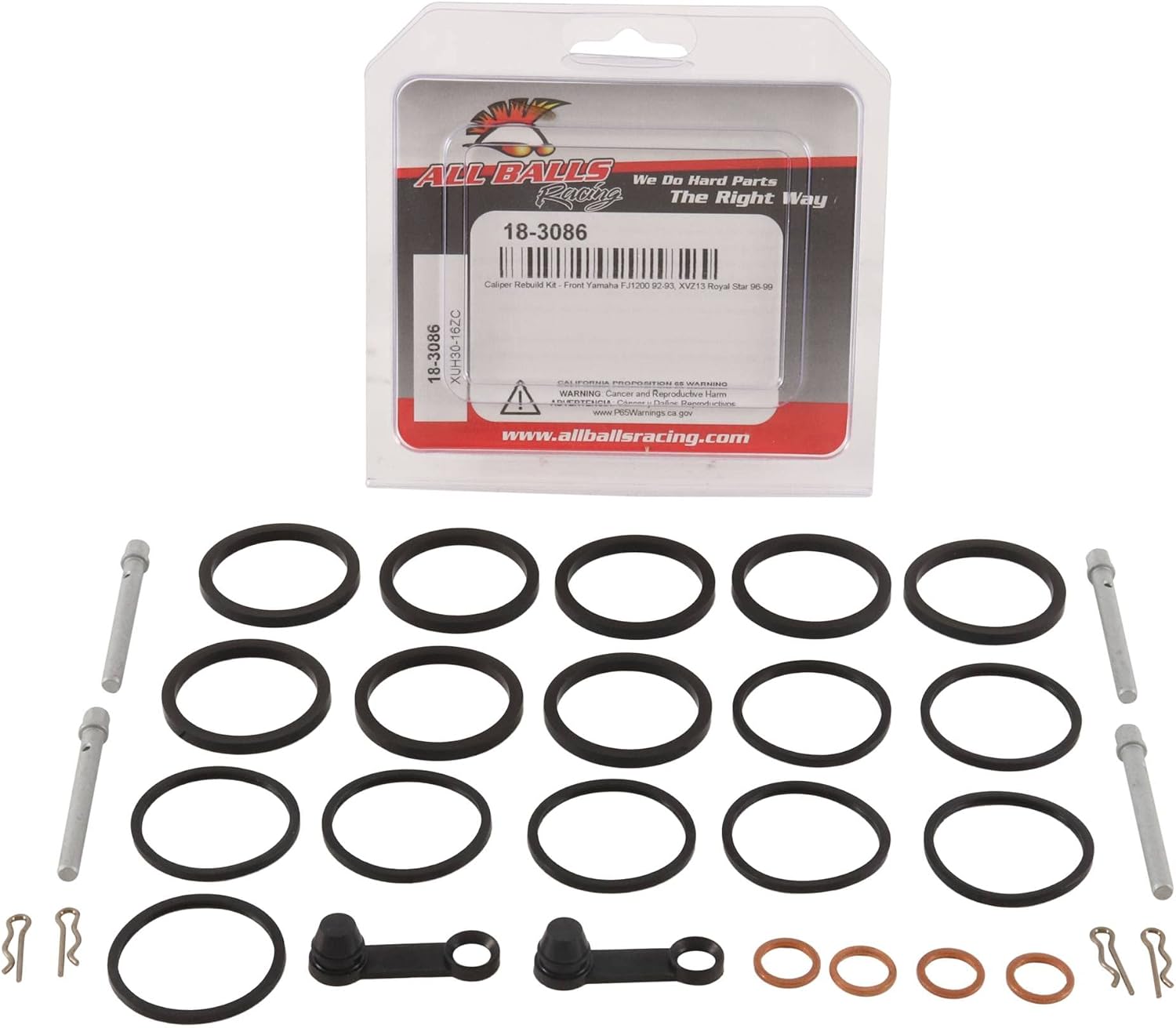 All Balls Racing Caliper Rebuild Kit 18-3086 Compatible With/Replacement For Yamaha FJ1200 1992-1993, XVZ13 Royal Star 1996-1999