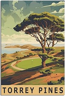 Torrey Pines Golf Vintage Travel Posters Landscape 08x12inch(20x30cm) Canvas Art Poster And Canvas Wall Art Living Room Poster, Wall Art Modern Home Bedroom Decor Poster
