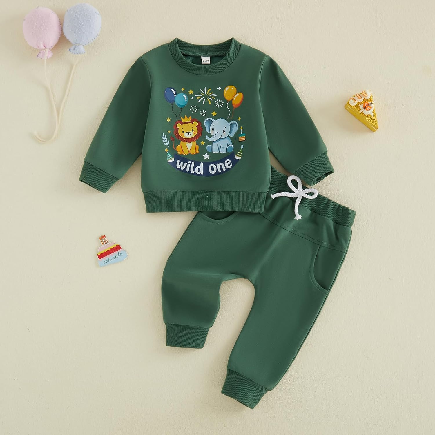 FYBITBO Baby Boy First Birthday Outfit Wild One Safari Animal Sweatshirt Pants Fall Winter 1st Birthday Outfits Clothes Set