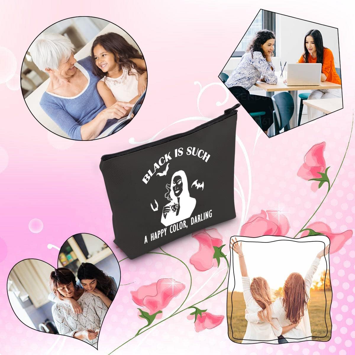 TSOTMO Morticia Addams Dark Forces Zipper Pouch Makeup Bag Horror Goth Queens Gift (DARLING) - Image 6