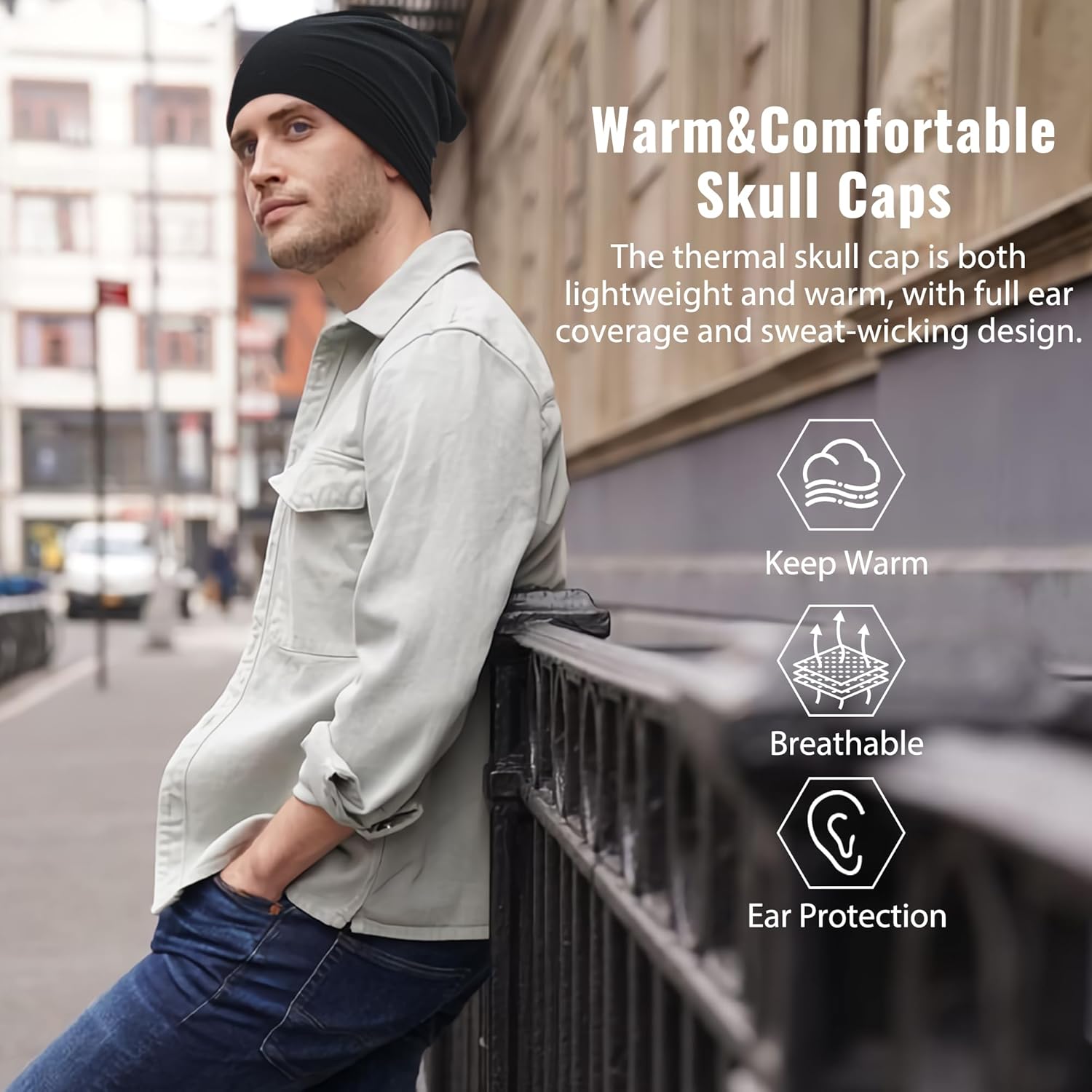 Qearl Slouchy Beanie Hat for Men Soft Sleep Hats for Women Running Beanies Skull Cap Multicolor - Image 2