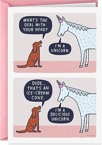 Hallmark Shoebox - Tarjeta de cumpleaños divertida (delicioso unicornio)