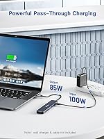 Vista 5 de Hub USB C, adaptador USB C multipuerto 7 en 1 con HDMI 4K, 100 W PD, USB C de 5 Gbps, 2 puertos de datos USB-A, lector de tarjetas SD/TF