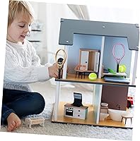 Vista 4 de Garneck Juego de 2 raquetas de tenis en miniatura y pelota de plástico, mini raqueta de tenis en miniatura, equipo deportivo para decoración