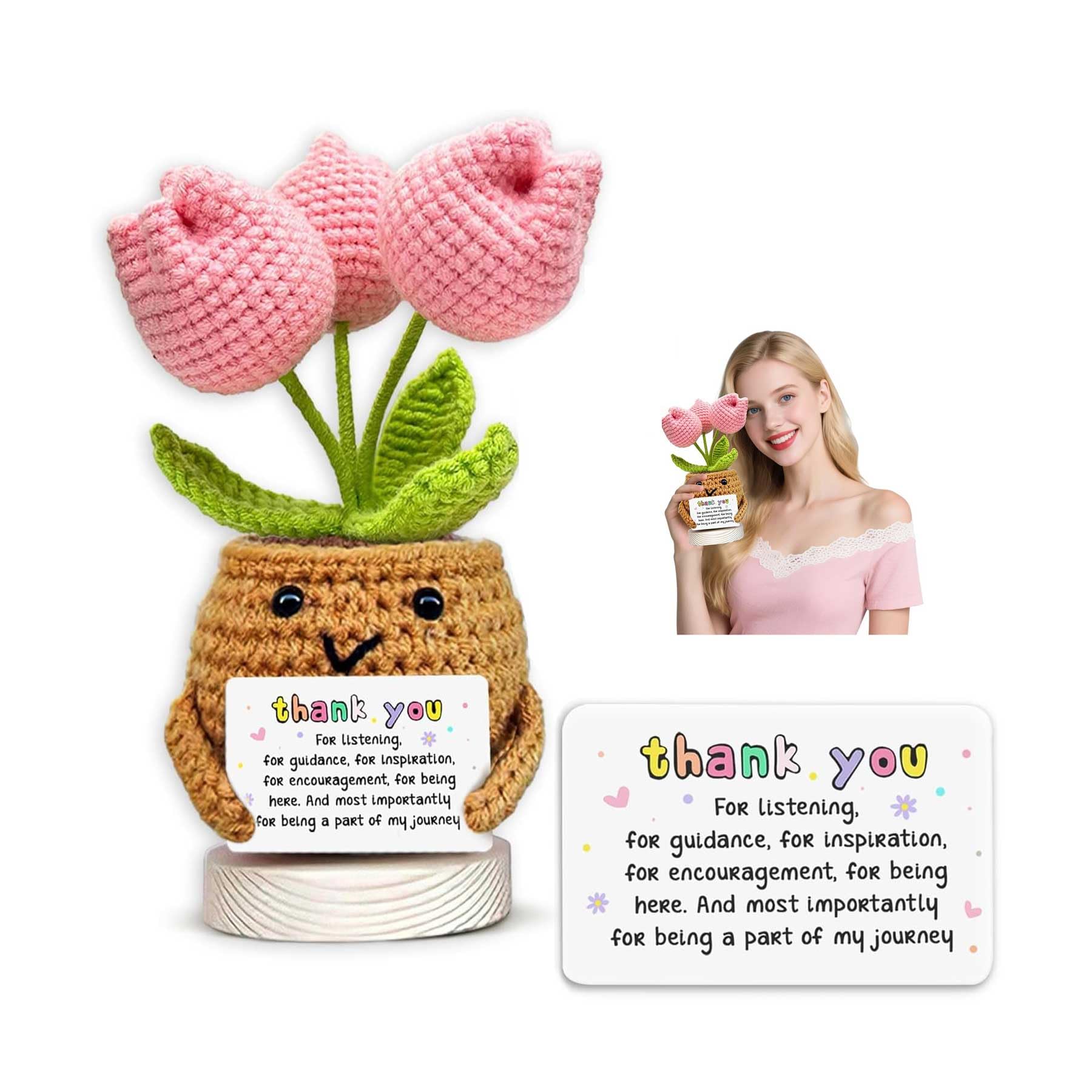 Thank You Gifts, Positive Crochet Flowers, Teacher Appreciation Gifts, Emotional Support Crochet, Cute Stuff Knitted Doll