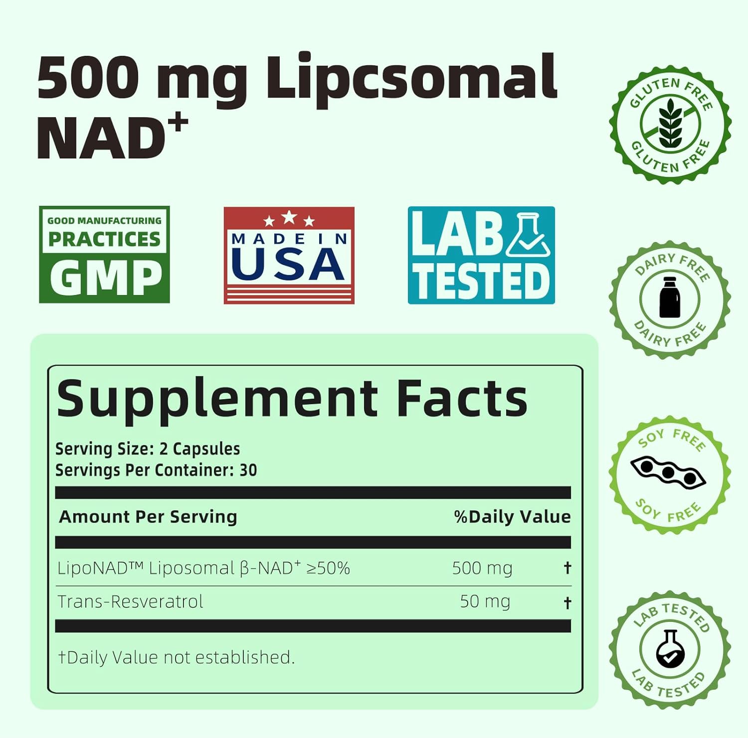 Liposomal NAD+ with Resveratrol - NMNH Supplement Alternative - High Purity NAD Supplement for Anti-Aging, Energy, Focus - 60 Capsules - Image 6