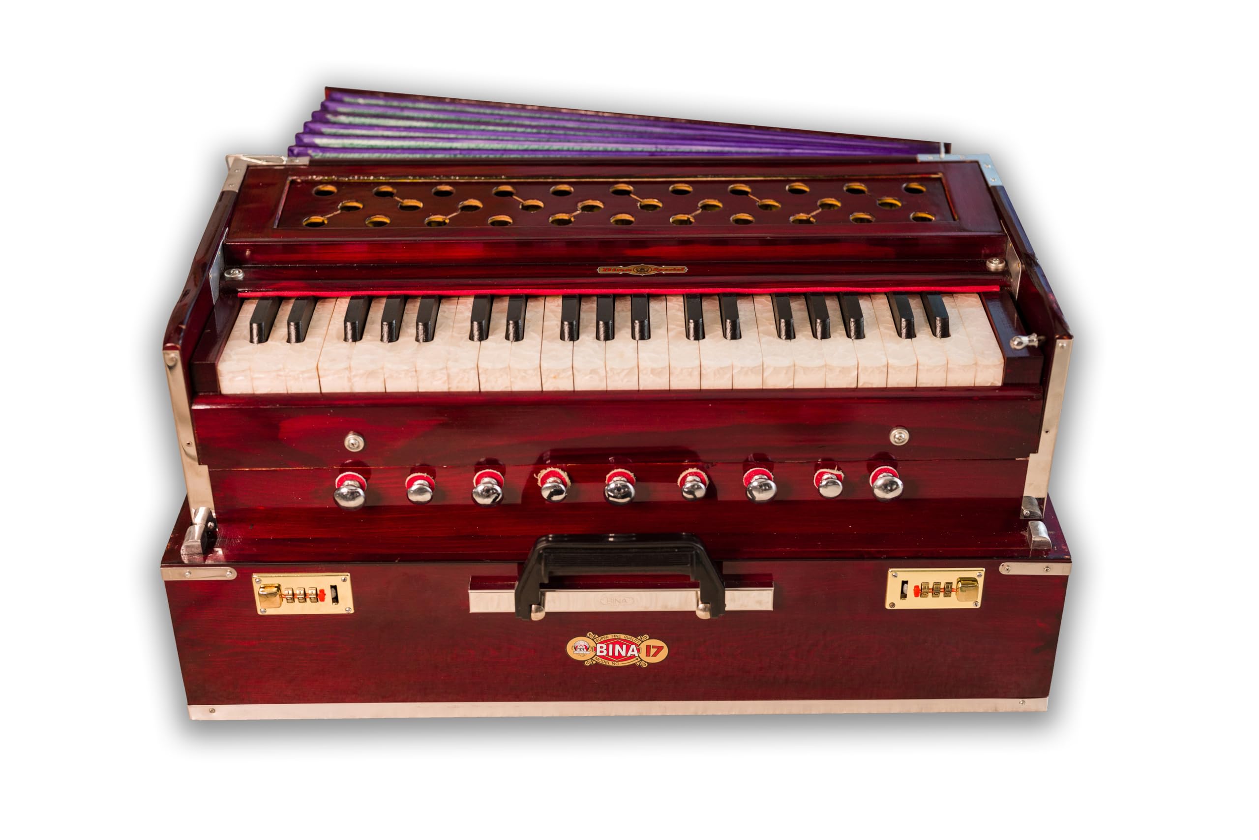 Buy BINA No.17 Deluxe Harmonium, 2024 Edition, 3 1/2 Octaves, Checked & Retuned by Maharaja