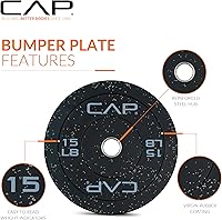 Vista 3 de CAP Barbell - Disco olímpico de goma para barra de pesas, para múltiples opciones