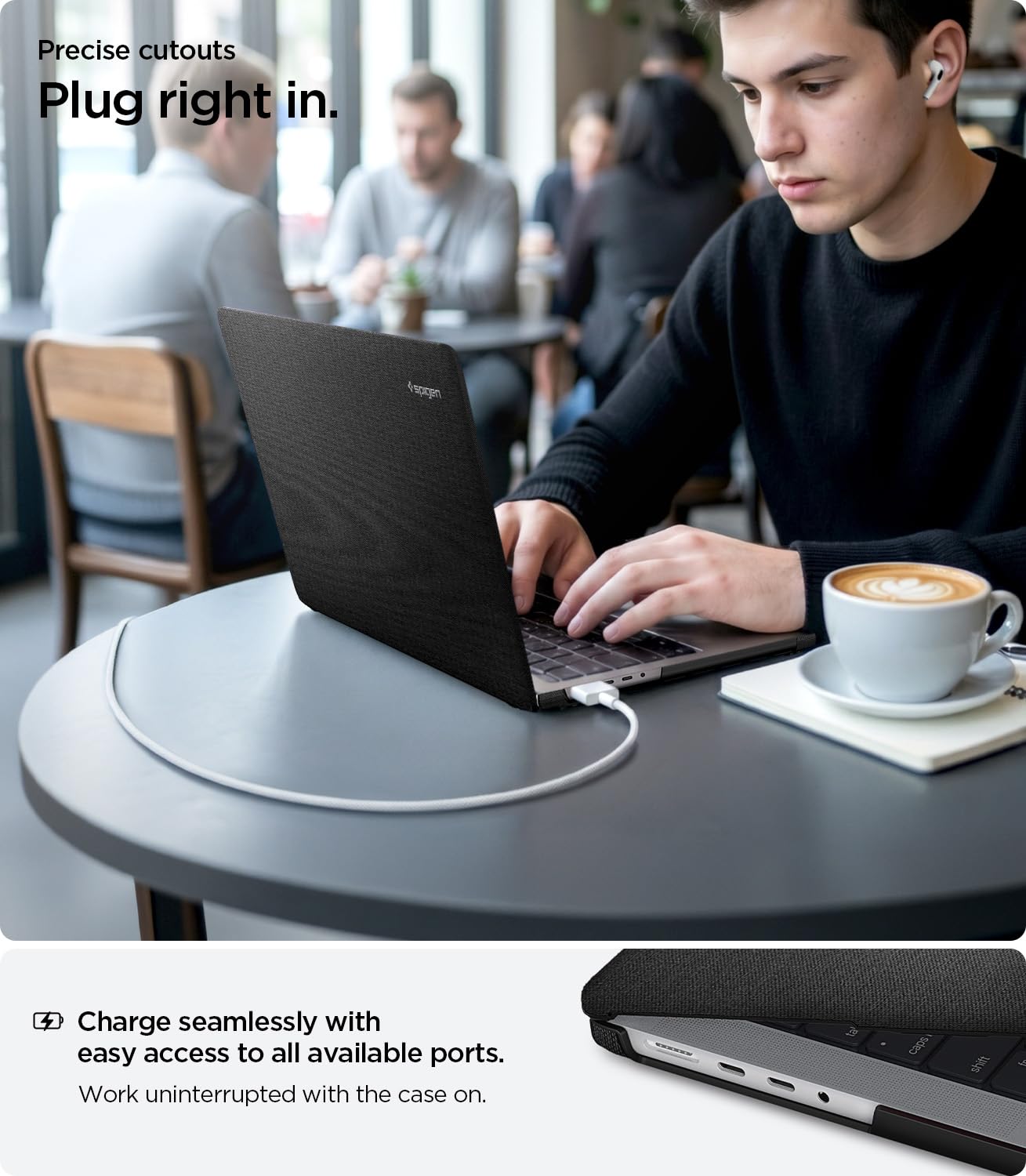 Spigen Urban Fit Hülle Kompatibel mit MacBook 16 Zoll M5 Pro / M5 Max (2026), M4 / M3 / M2 / M1 Pro/Max Serie (2024/23/21) - Schwarz