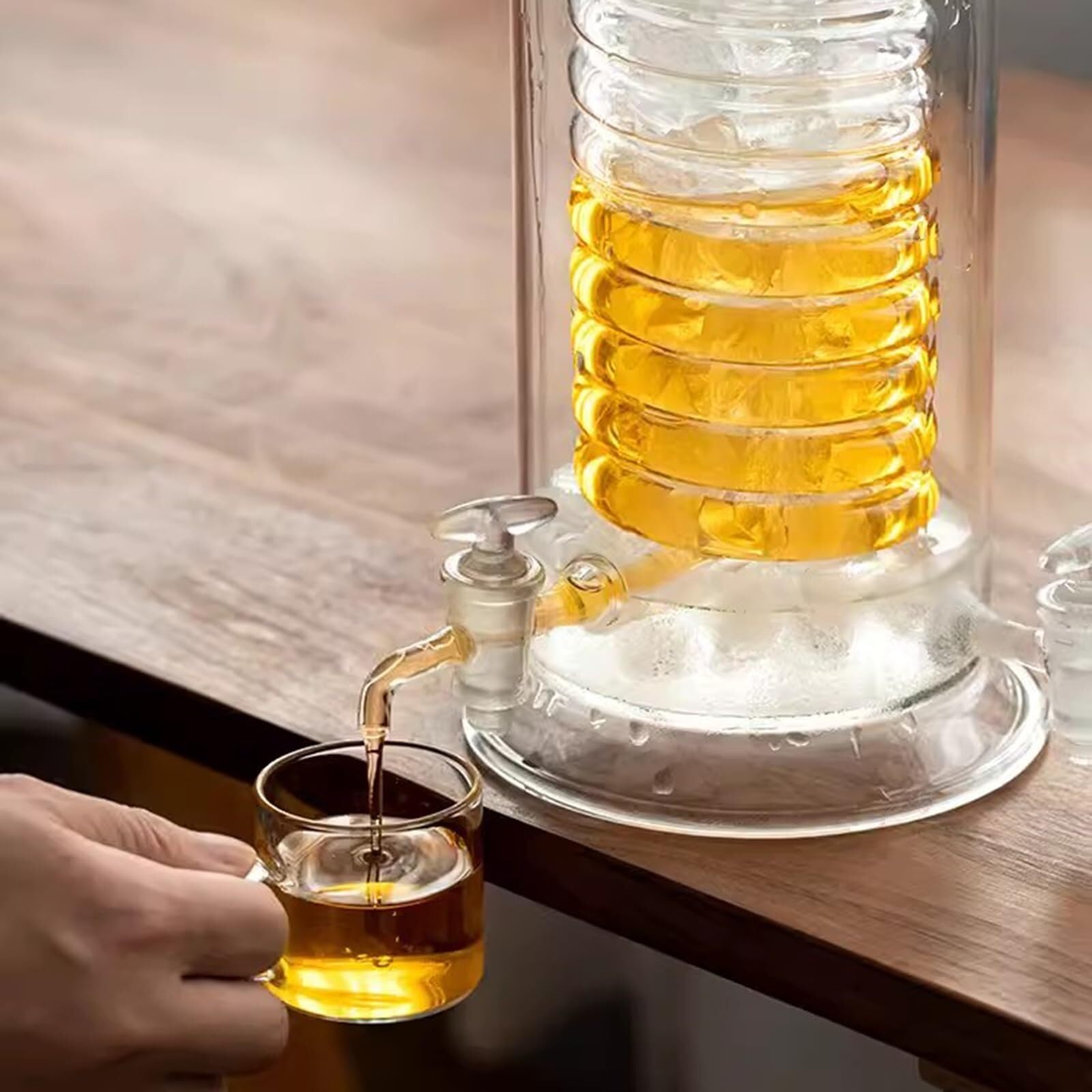 Prezent dla miłośnika kawy, 180 ml/340 ml szklany dzbanek do parzenia na zimno, ze spiralną rurką chłodzącą i kranem dystrybucyjnym, kawy domu, biura - kawa herbata(340ml)