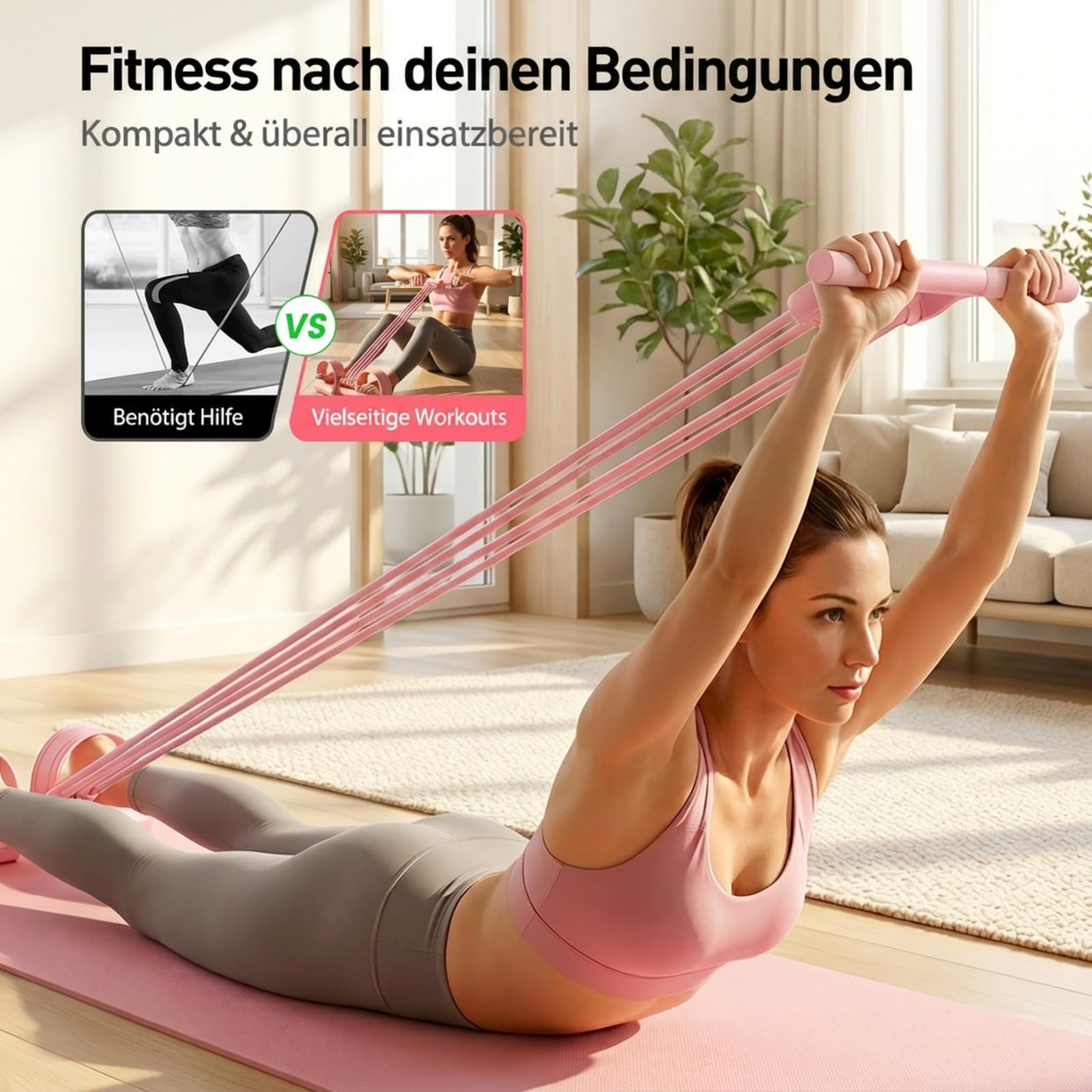 8 Röhren Widerstandsbänder mit Griff, 2026 New 3-in-1 Multifunktions Expander, Resistance Bands, Oberschenkeltrainer Fitnessbänder, Ganzkörpertrainer für Zuhause Leg Exerciser für Yoga Fitness