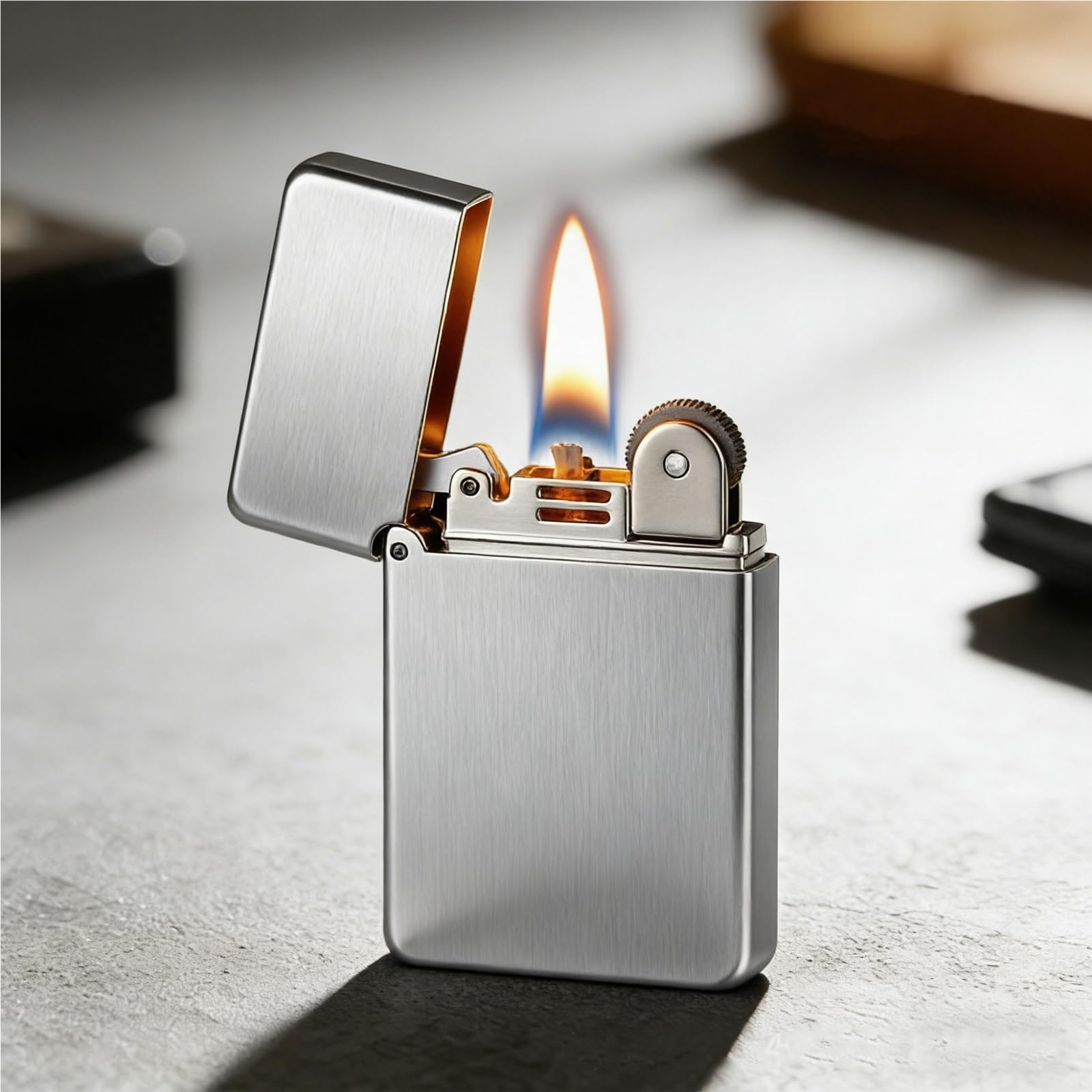 Encendedor de queroseno elegante en caja de regalo para aniversarios y hombres