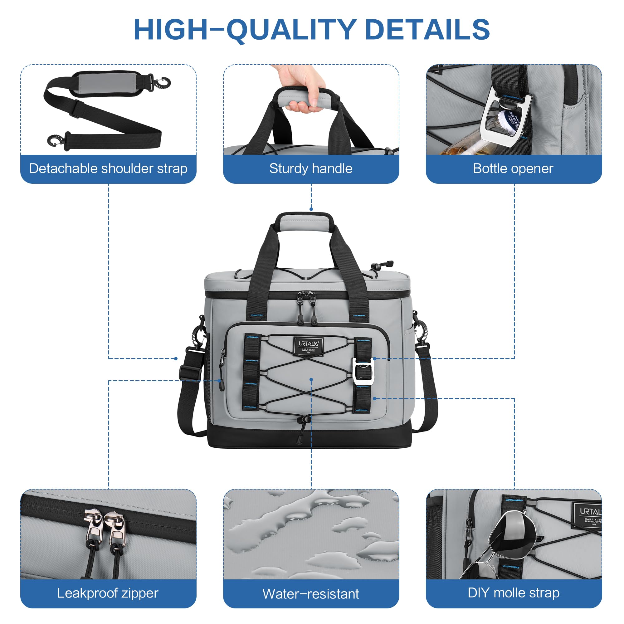 Urtala Sac Isotherme, Glacière Isotherme et Imperméable pour Le Camping, Les Voyages, Les Courses et la Pêche, 30 L
