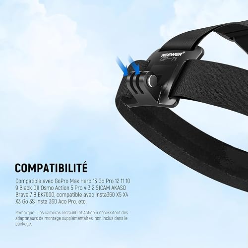 NEEWER Accessories Kit Compatible with GoPro Hero Insta360 DJI AKASO Action Camera, Quick Release Head Strap Mount, Chest Harness, Backpack Hat Clip Holder & 360° Wrist Strap for POV Recording, GP-75 - 6
