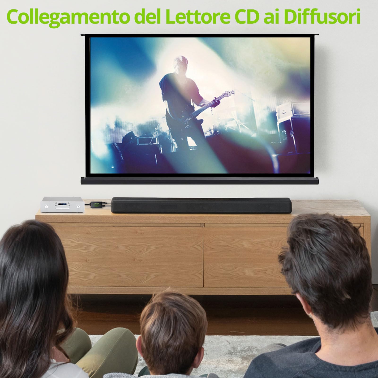 LiNKFOR Convertitore Audio RCA-SPDIF con Cavo da 1m, Adattatore Ottico Analogico-Digitale per HDTV