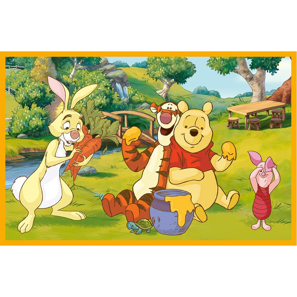 Trefl - Puzzle 2w1: Winnie the Pooh, Dzień w Ogrodzie - 2 x 24 Elementy, Zestaw Dwóch Układanek dla Dzieci od 3 lat