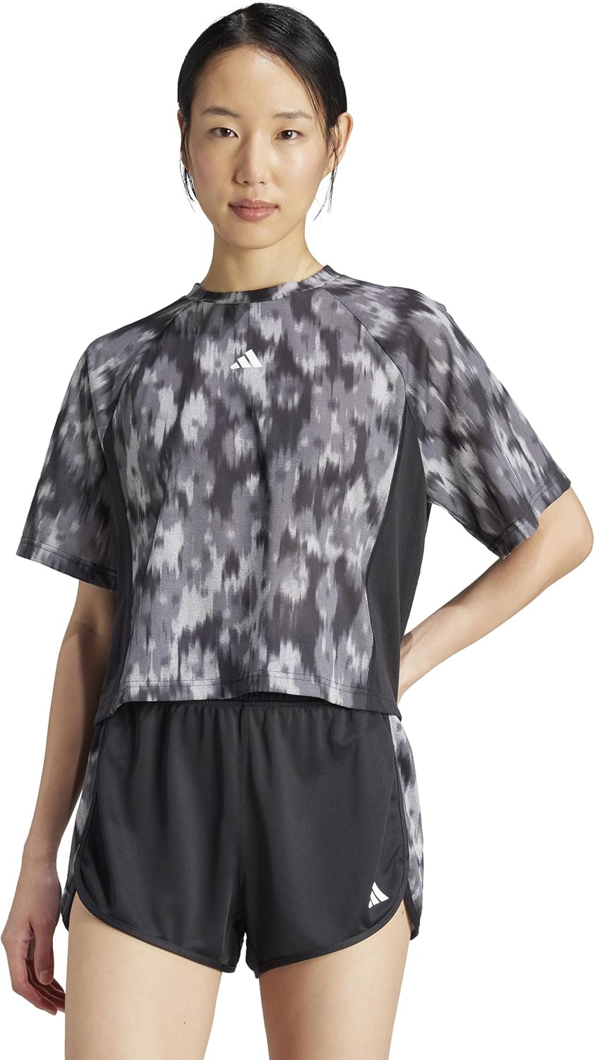 adidas Women's Train Essentials Flower Tie-dye T-Shirt XX-Large Black