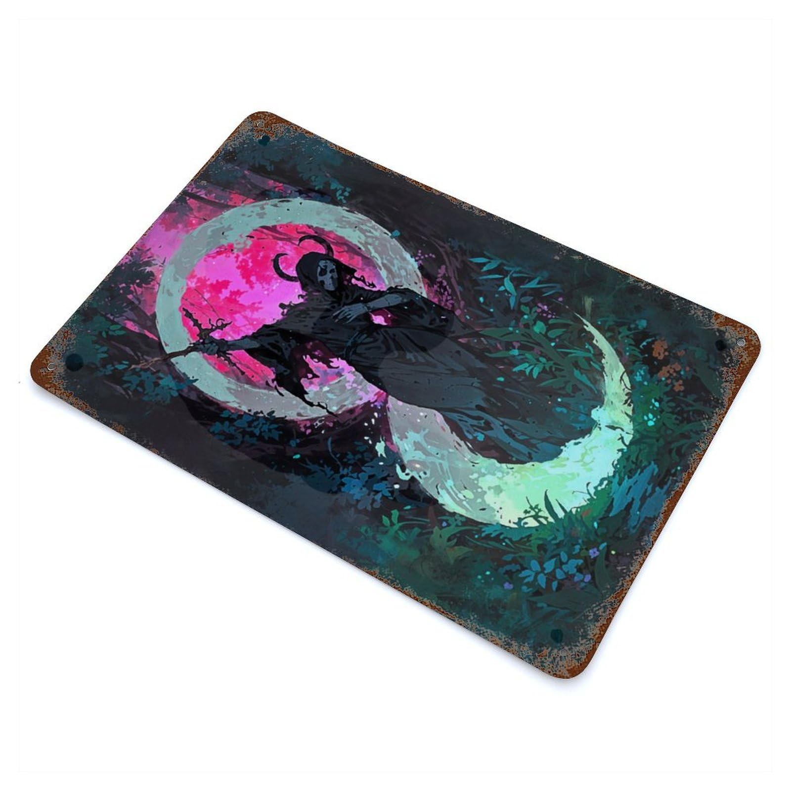 Distressed Metal Wall Sign Guardian of The Underworld 11.8"x7.9", Vintage Wall Decor for Cafe, Home Bar And Lounge Decor