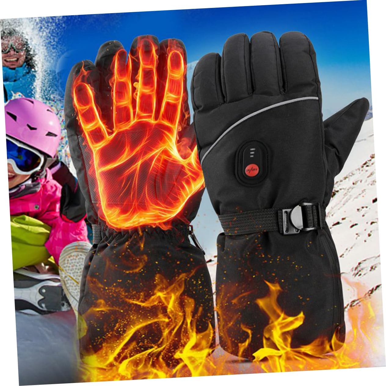 Rechargeable Electric Heated Ski Gloves for Men Women Fingerseparated Winter Gloves with Temperature Control for Skiing Hiking Camping
