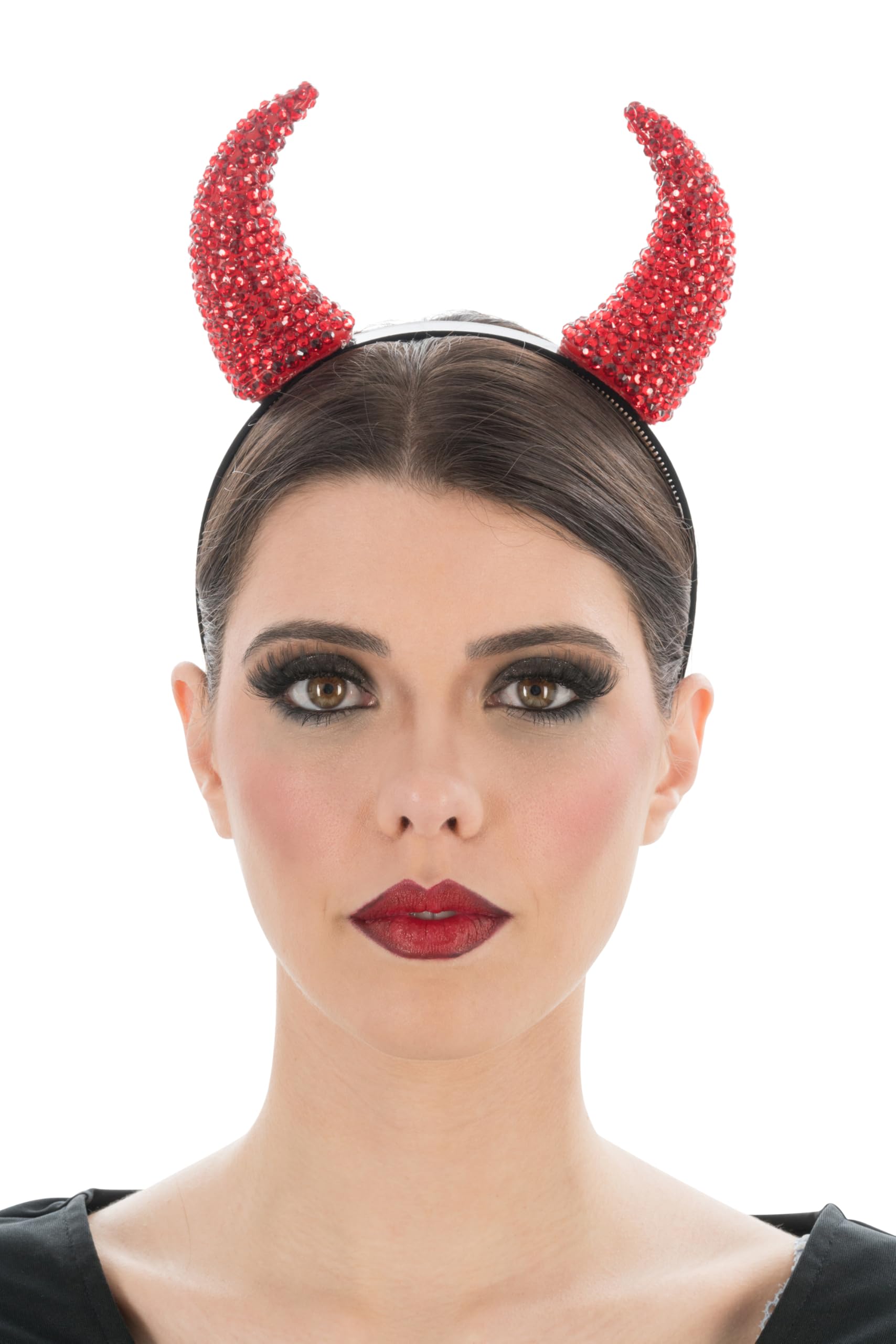 Chaks - Devil Headband with Glittering Horns in Red or Black, Costume Accessories for Halloween and Carnival - Image 2