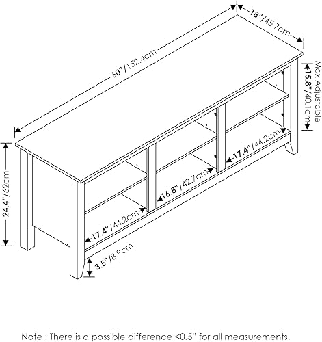 Miniatura 3 de Furinno Jensen - Soporte de TV con estante, 65 pulgadas, roble francés gris