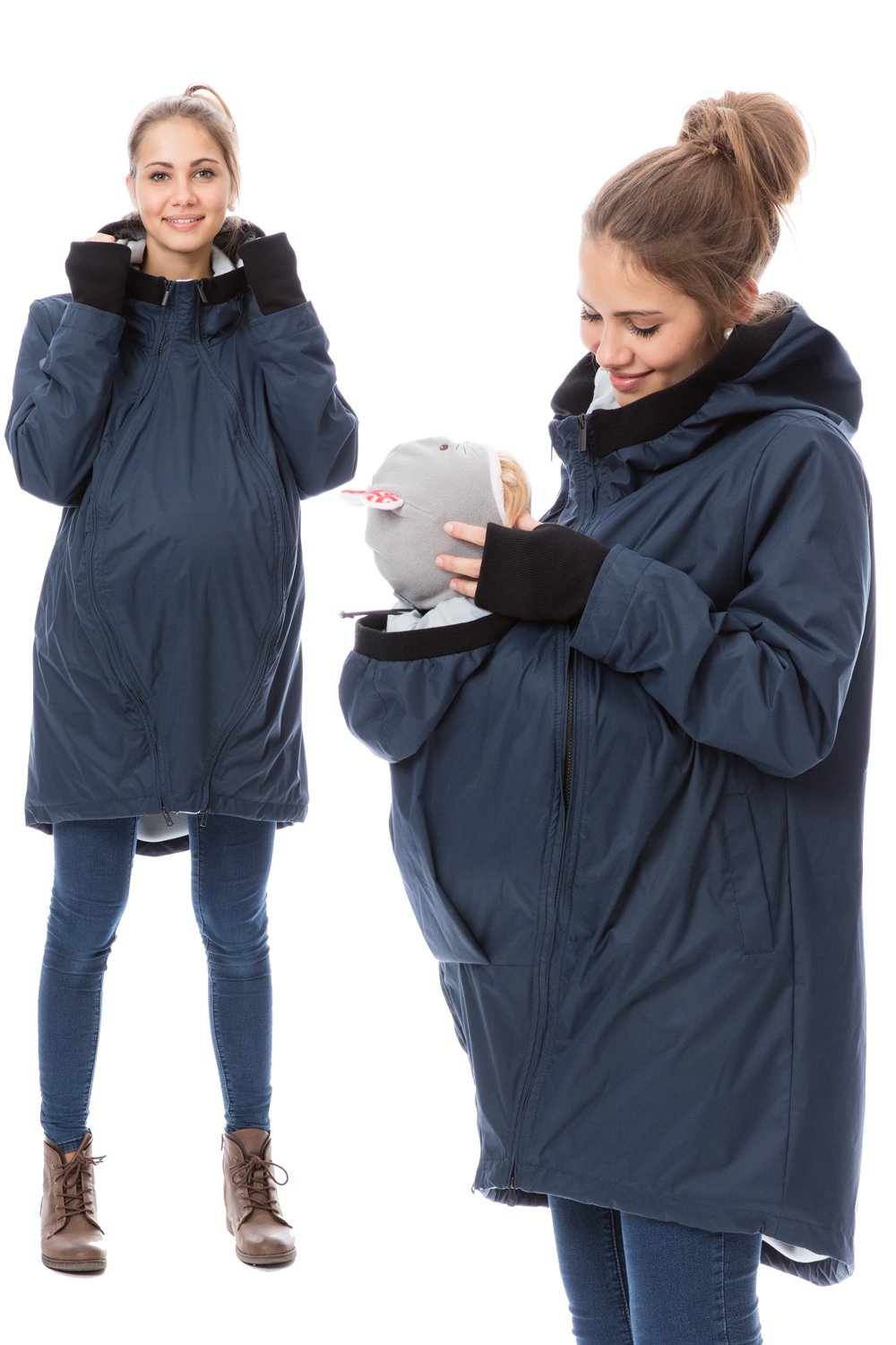 YIzdegg 3-in-1 Tragejacke Mit Babyeinsatz – Umstandsjacke & Fleecejacke Mit Pelzkragen, Warm Für Winter