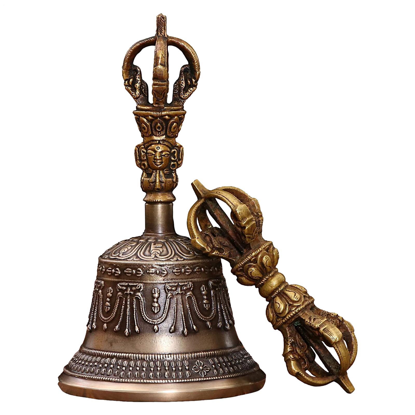 Campanello da meditazione buddista fatto a mano, strumenti per Dorjé Bajra, strumenti musicali, altare, pratica spirituale, cucina, Natale, matrimonio, casa