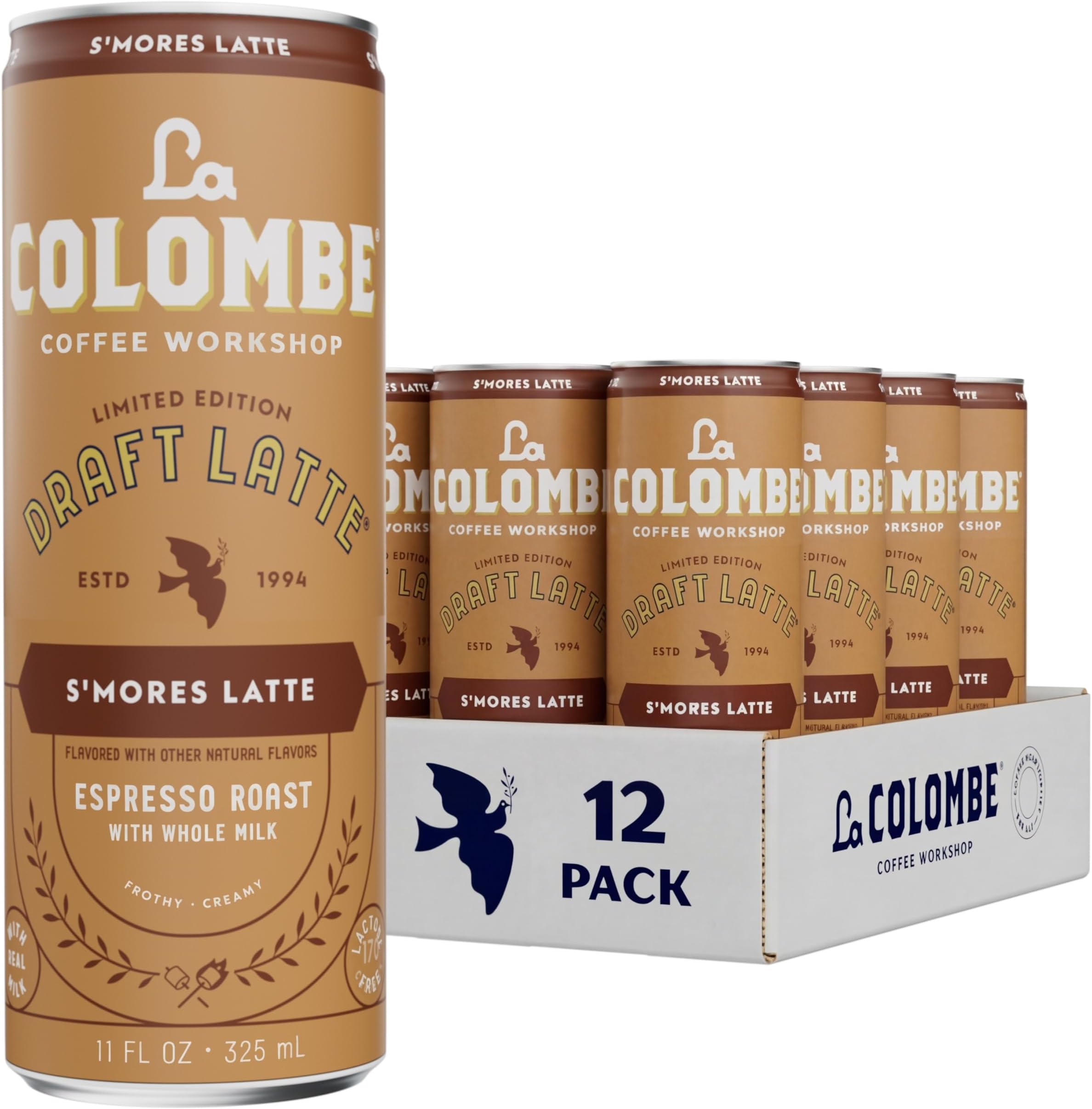 Coffee, S'mores Latte, Cold Brew Draft Latte, 11 fl oz Cans (Pack of 12)