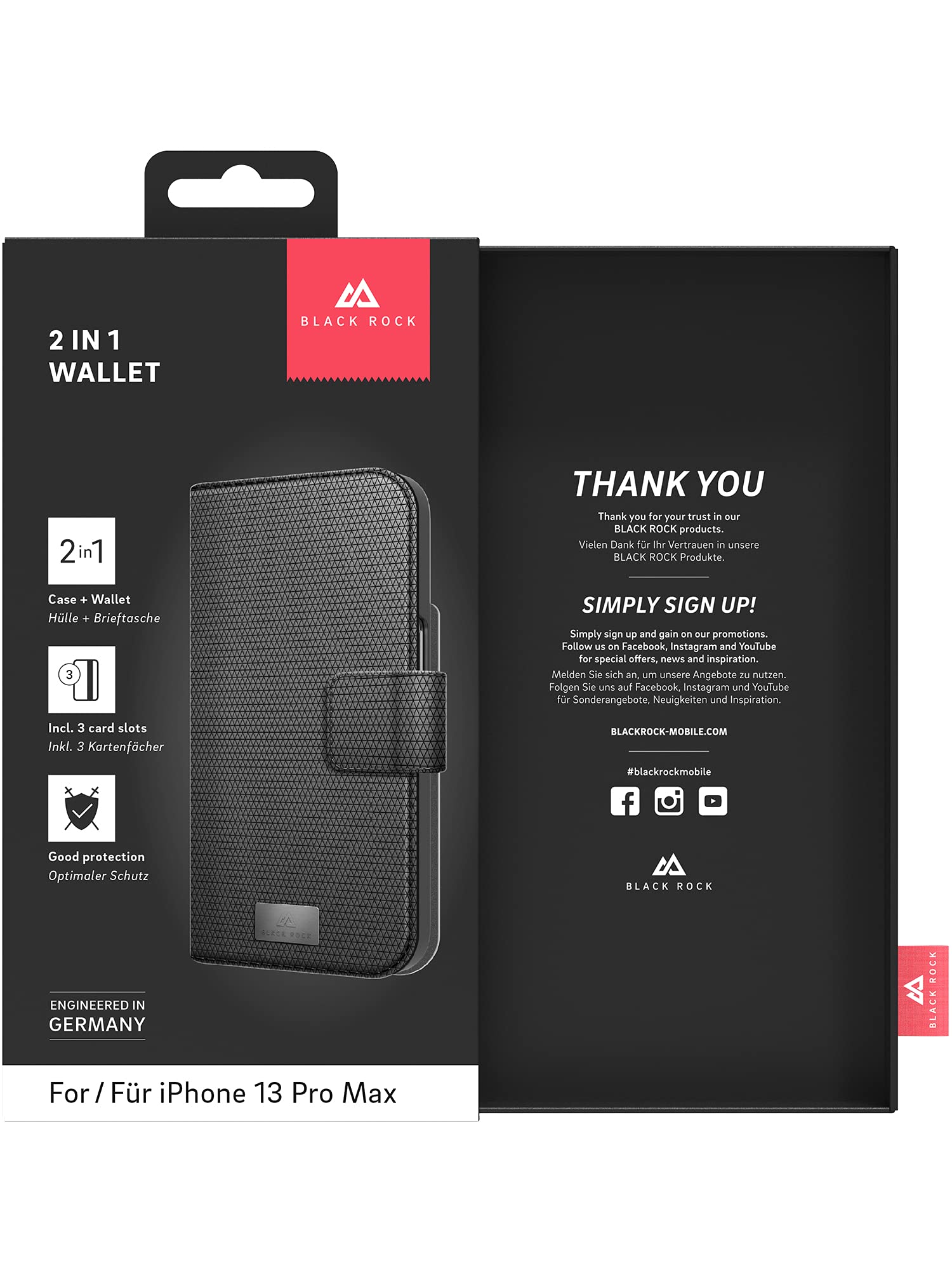 Black Rock - Case 360 Degree Flip Case 2-in-1 Wallet Suitable for Apple  iPhone 13 Pro Max I Mobile Phone Case, Magnetic Closure, Card Slots (Black)  : Amazon.de: Electronics & Photo