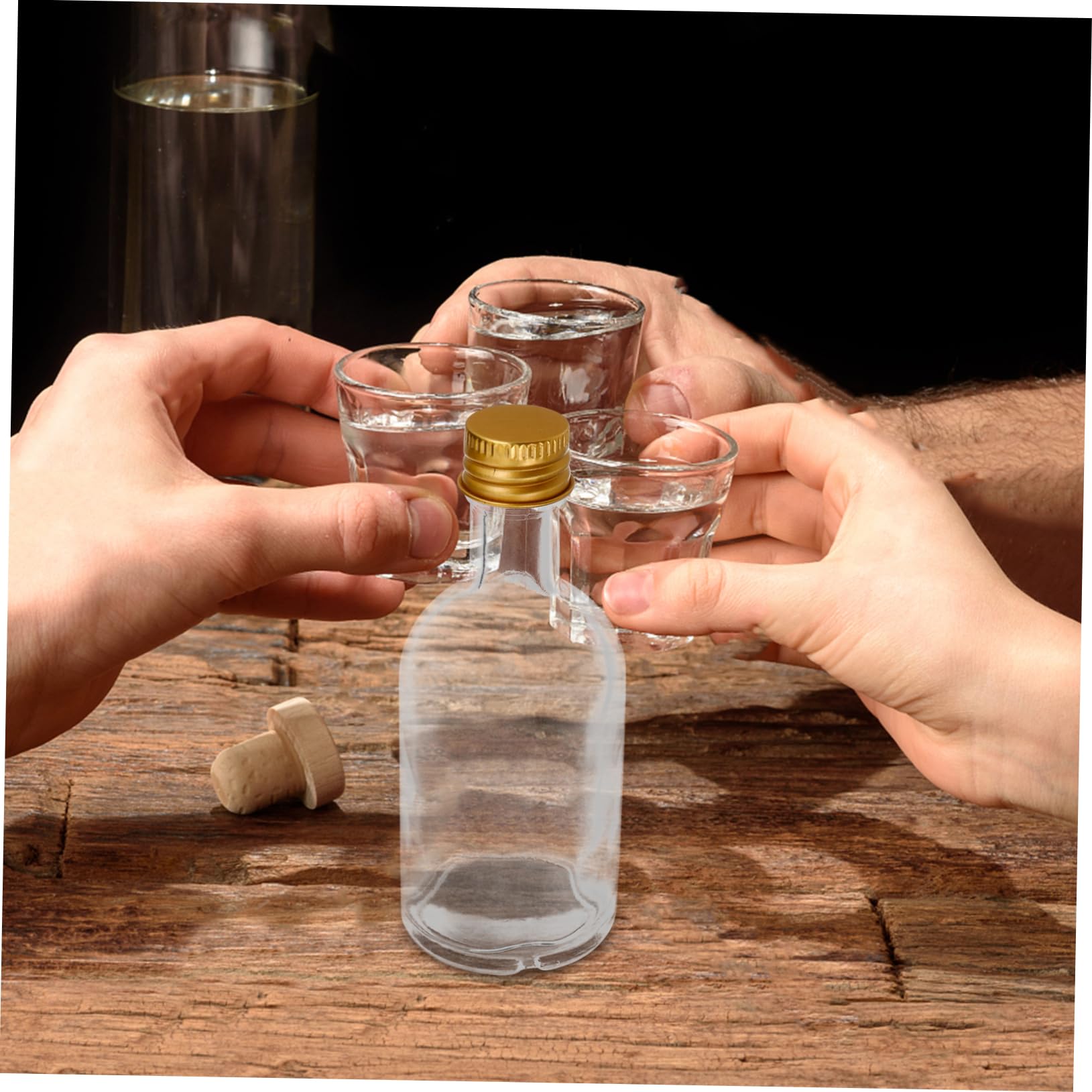 Levemolo 10 Kleiner Flaschen aus Glas mit Deckel 50ml Tragbar und Benutzerfreundlich Transparente Kleine Fläschchen zum Aufbewahren Verschiedener Flüssigkeiten