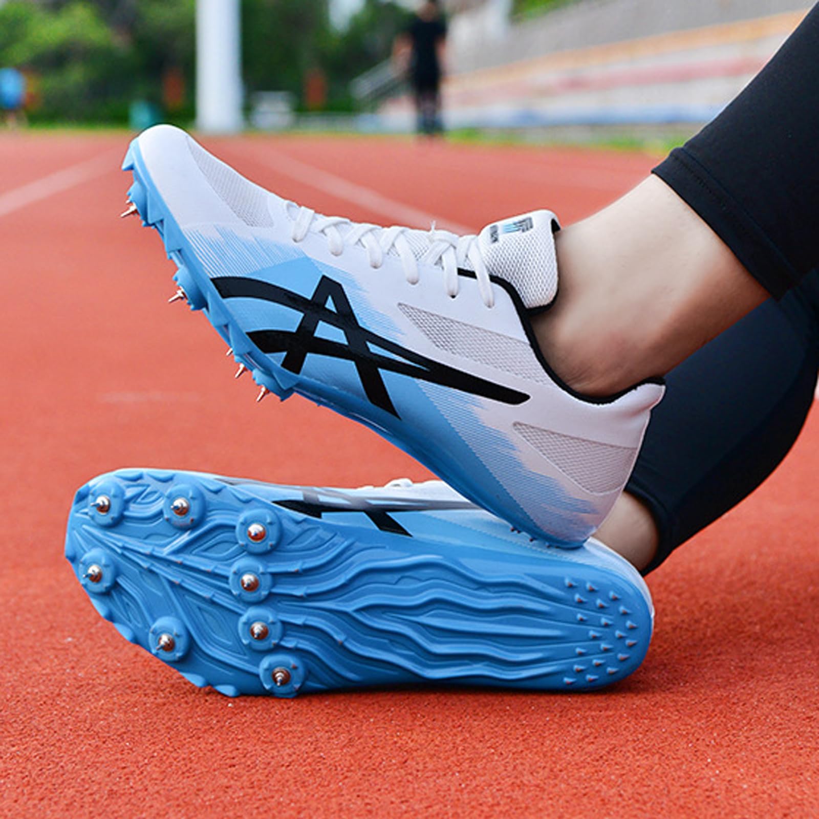 Scarpe di Atletica Leggera 8 Chiodi Unisex Chiodate Scarpe Scarpe per Atletica Leggero Antiscivolo Atletica Spikes Scarpe Sneakers Comode Scarpe Traspiranti Junior Sprint Spikes Salto in Lungo