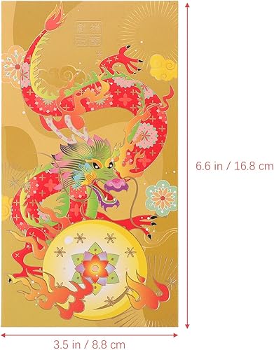 Miniatura 5 de Didiseaon Sobres lindos 2024 rojo Año del Dragón s 6 piezas chino Hong Bao Lai See Money Pocket Lucky Red Paquetes para Festival de Primavera Año