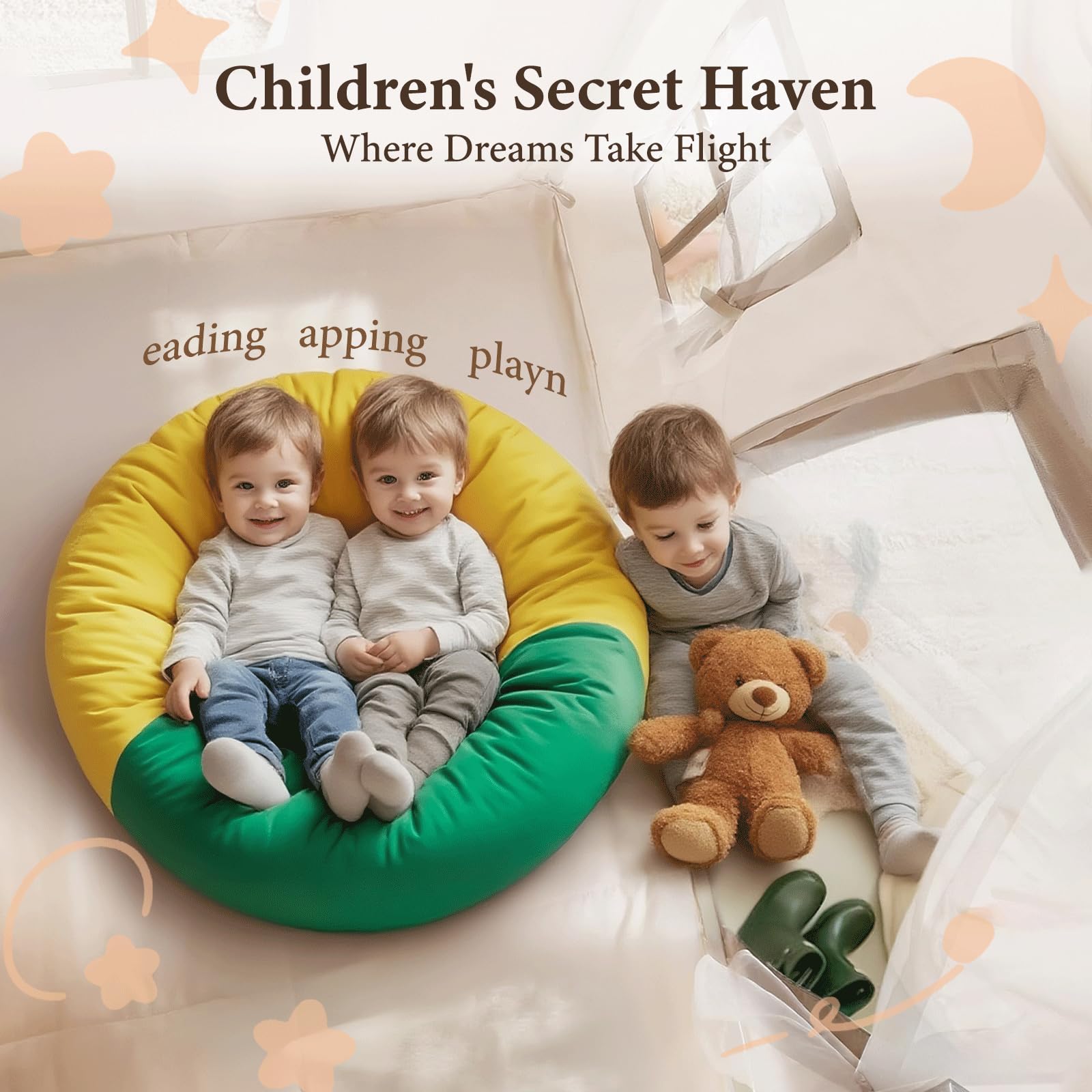 Kinderzelt,Spielhaus, Kinderzelt Indoor,Spielzelt Kinder,Zelt Kinderzimmer,Mädchen Haus HöHle Bauen, Kinderhaus Tent für Kids (Neutralen Farben)