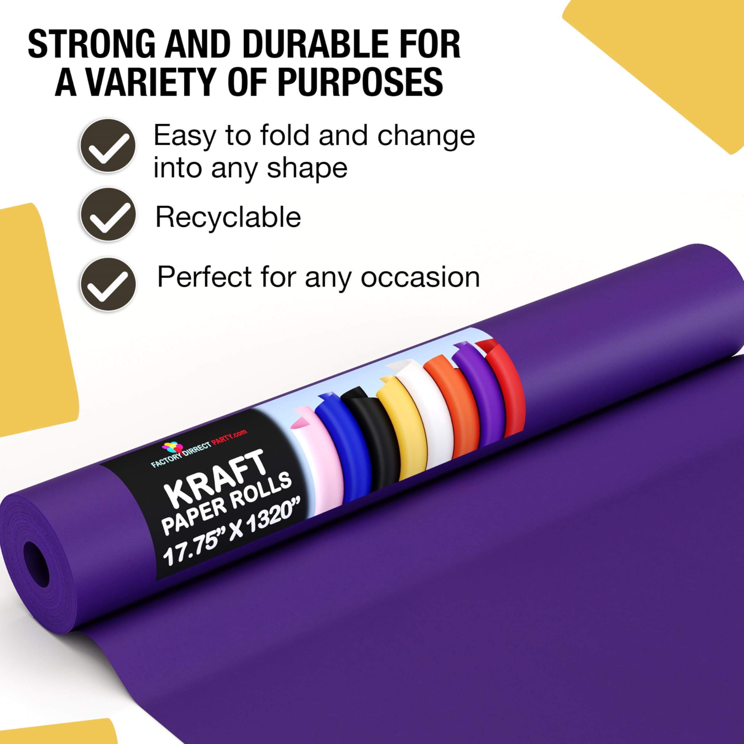 Crown Display Rouleau de papier kraft violet – 45,1 x 3,352,8 cm (33,5 m), parfait pour l'expédition et l'emballage, les fournitures d'artisanat