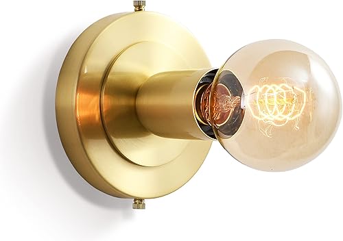 BRIGHTTIA Luna Uno - Aplique de pared de 1 luz, accesorio industrial moderno de mediados de siglo, para pared y techo, lámpara minimalista para baño