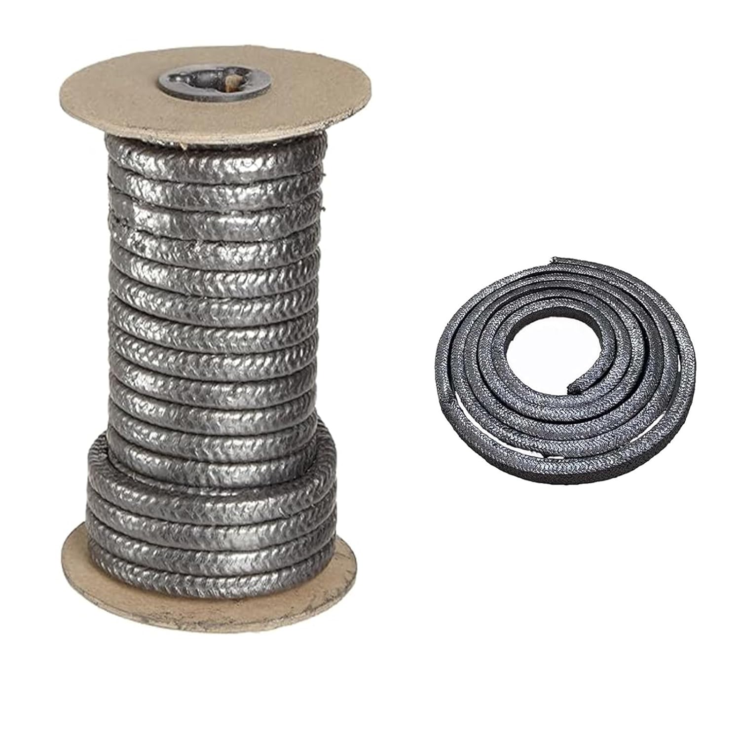Expanded Flexible Graphite Braided Packing Class A for Pump Gland or Valve Stem or Mechanical Seal, Wear-Resistant High-Temp Wire Rod Sealing,Dull Gray,Size:1/4"_Length:25 Feet