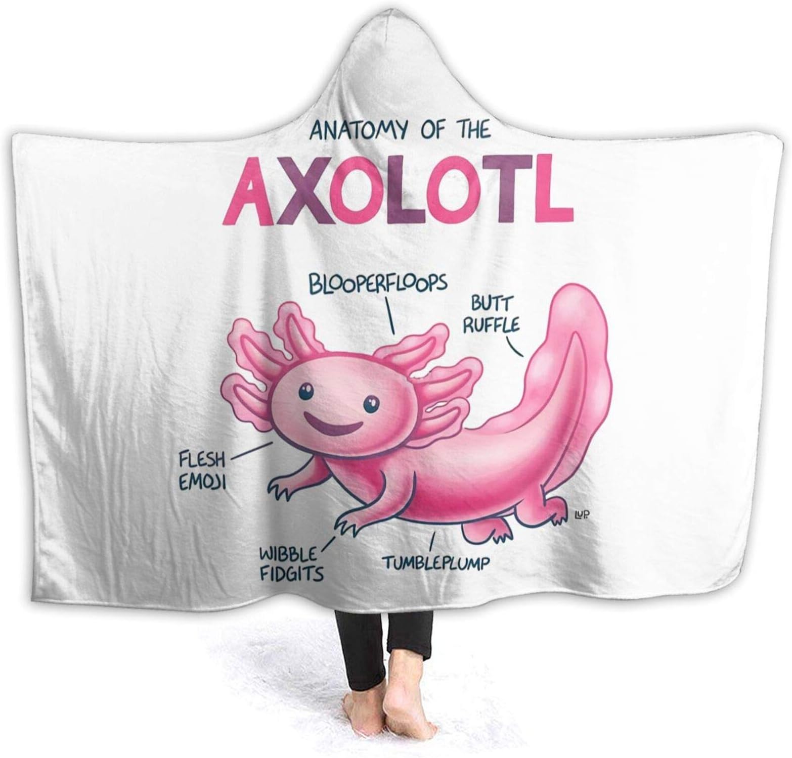 ARTIEMASTER Anatomy of The Axolotl Hooded Blanket Soft and Lightweight Flannel Throw Suitable for Use in Bed, Living Room and Travel 60"x50" for Teens