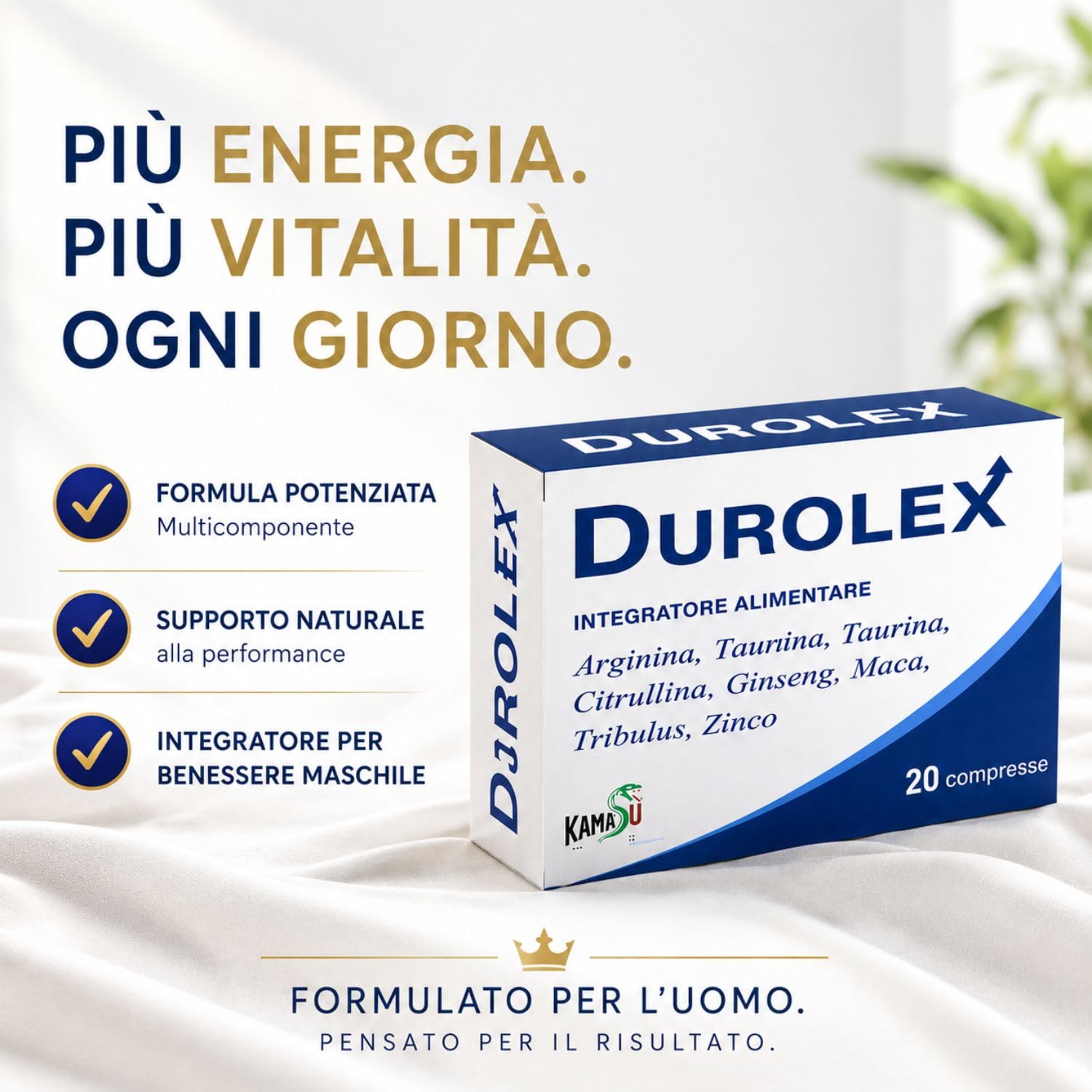 Integratore Naturale con ARGININA taurina, citrullina, ginseng, maca, tribulus Terrestris. Nuova formula sviluppata per il benessere il rinforzo dei tessuti muscolari (azzurro)