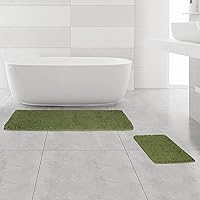 Vista 36 de Yeaban Juego de alfombras de baño verde manzana 2 piezas (20" x 32" y 17" x 24"), tapetes de baño de felpilla gruesa Alfombras de baño absorbentes