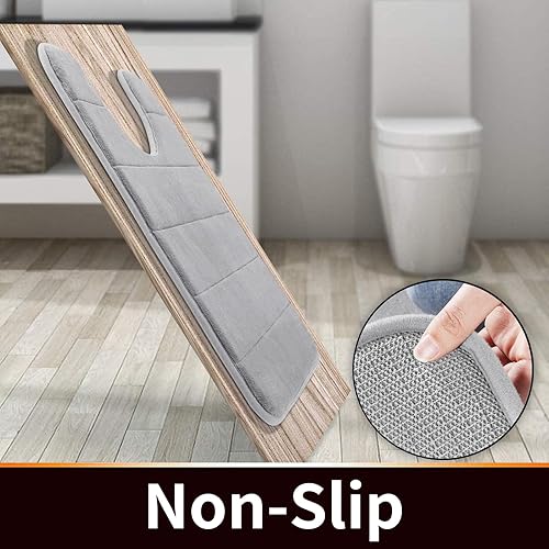 Miniatura 4 de Yimobra Tapete de baño de espuma viscoelástica en forma de U, suave y cómodo, súper absorción de agua, antideslizante, grueso, lavable a máquina y