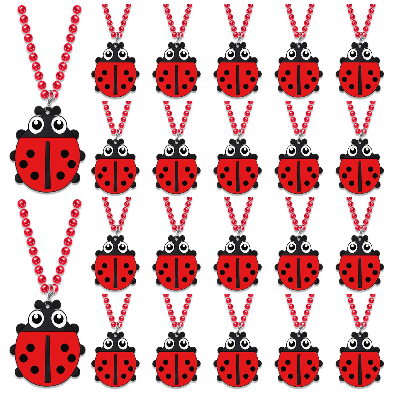 KeeStar 24 Pack Ladybug Necklace Party Favors for Insect Themed Baby Shower, Birthday Party Goodie Bag Fillers, School Carnival Rewards, Photography