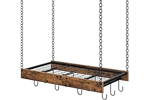 Rustic Hanging Pot Rack for Ceiling, Perfect Kitchen Storage Solution