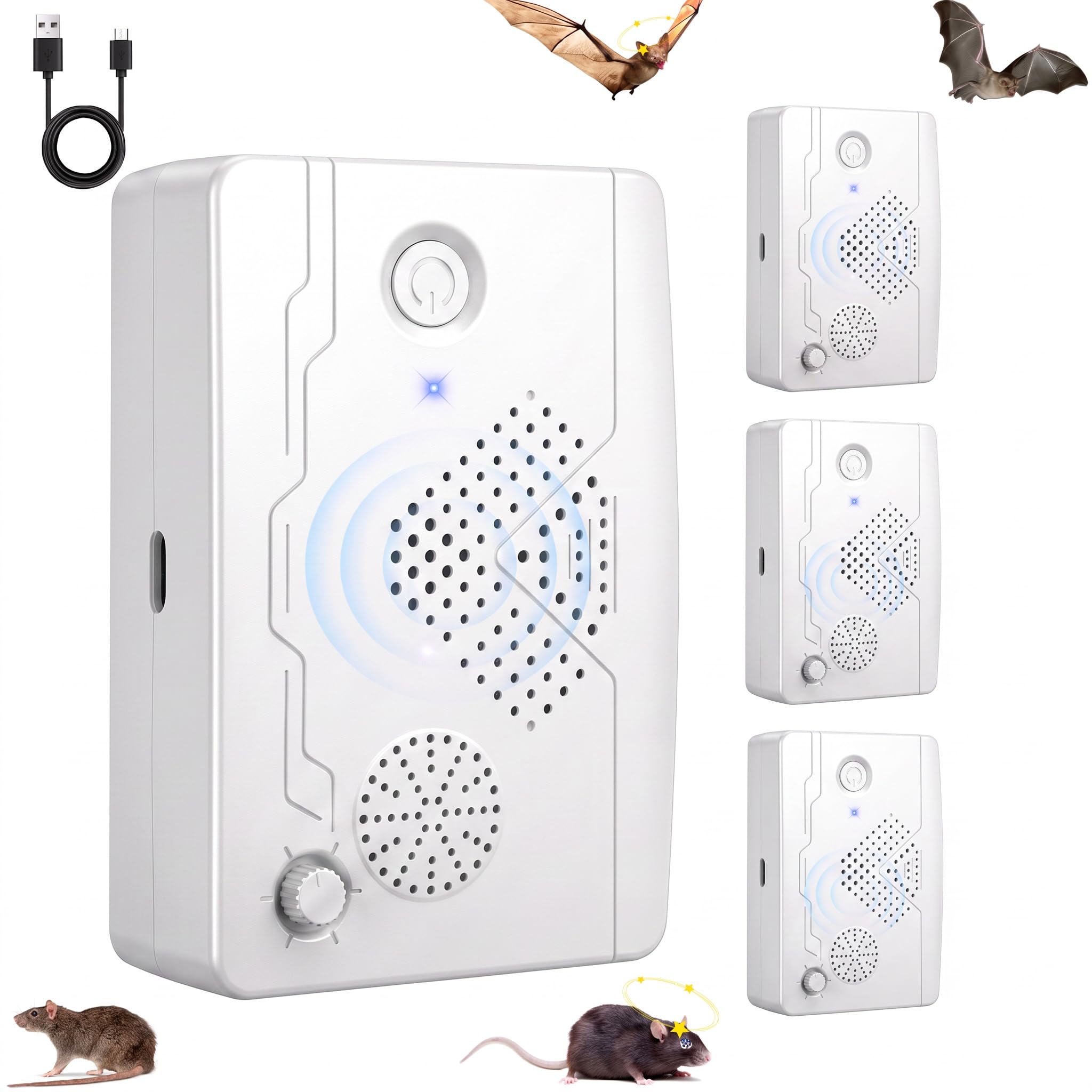 2026 Bat Deterrent Devices Can be Used Indoor&amp;Outdoor, Battery Operated Ultrasonic Bat Fortress Mini Repeller, Friendly to Human &amp; Pet(4)