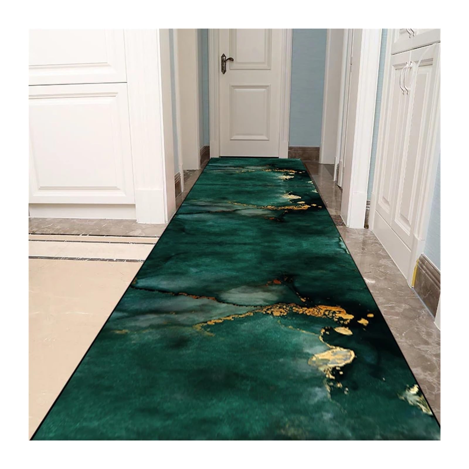 Alfombra de pasillo verde de 80x200cm liso antideslizante para decoracion de entrada porche