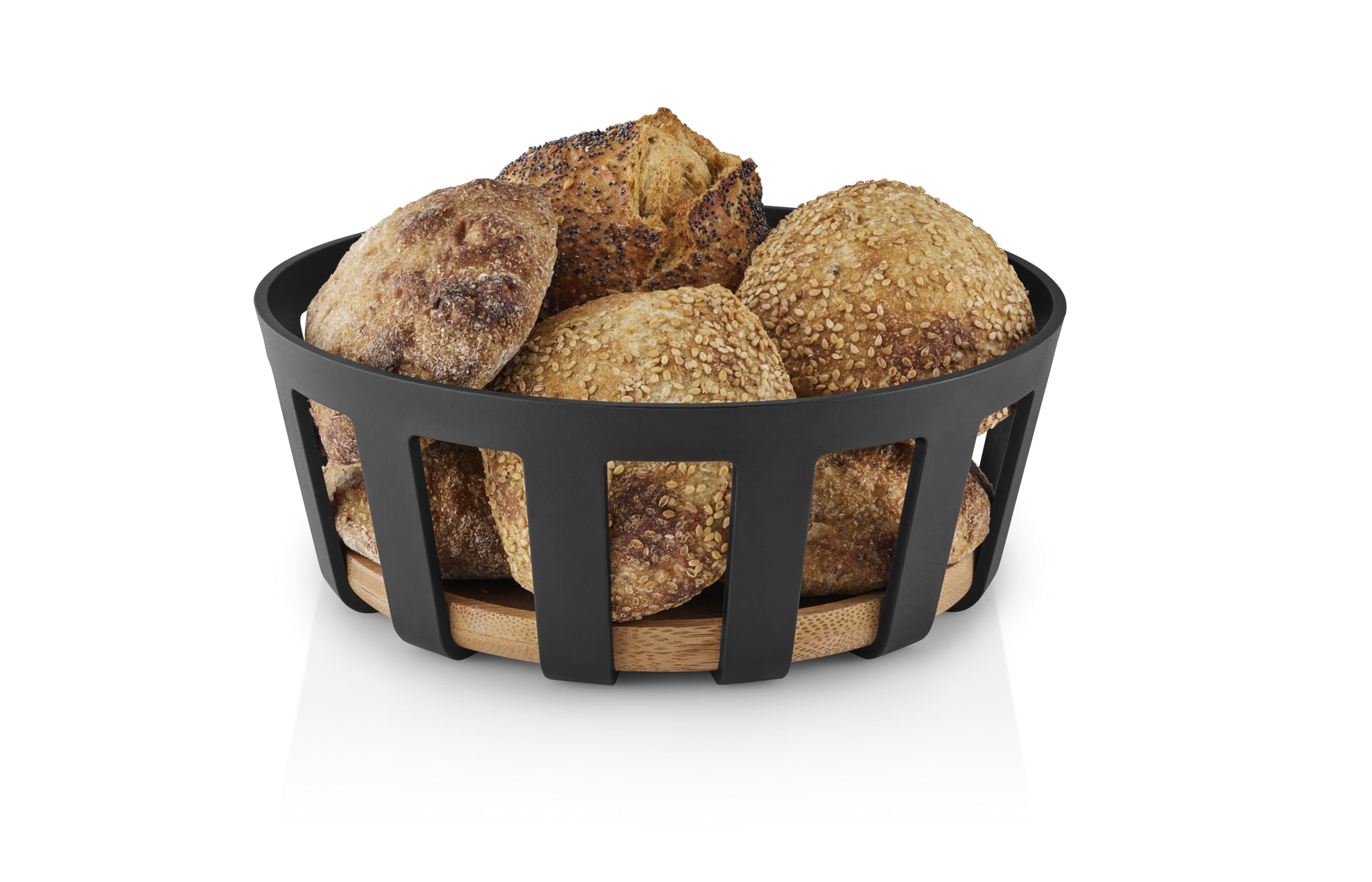 Eva Solo Black & Bamboo | Nordic Kitchen Bread Basket Large |Appealing And Practical Serving Of Breakfast Rolls, Scones And Buns Black