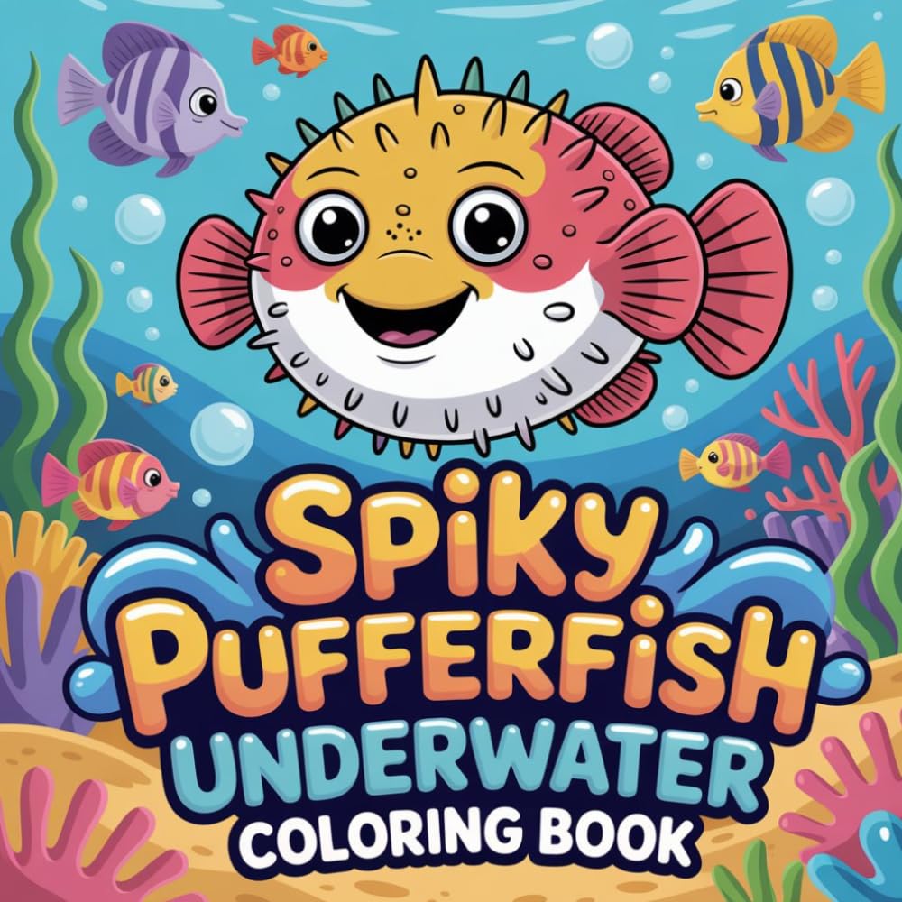 Spiky Pufferfish Underwater Coloring Book: pufferfish wild animal relaxation women coloring book, pufferfish ocean creature stress relief kids book, ... marine wildlife relaxation adults color book