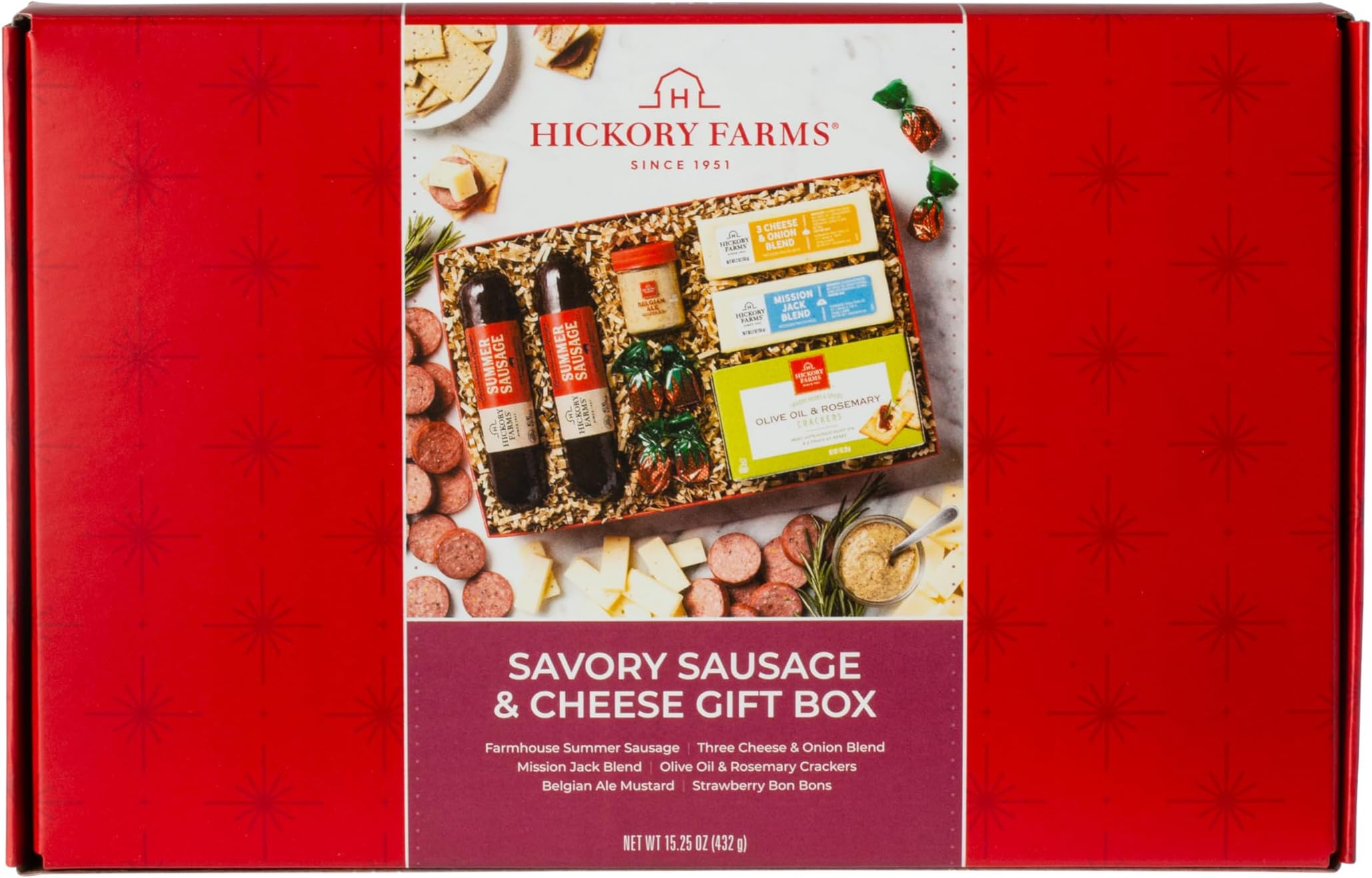 Hickory Farms Savory Sausage & Cheese Gift Box – Gourmet Farmhouse Summer Sausages, Cheese Blends, Belgian Ale Mustard, and Crackers for Holidays, Birthdays, or Corporate Gifts