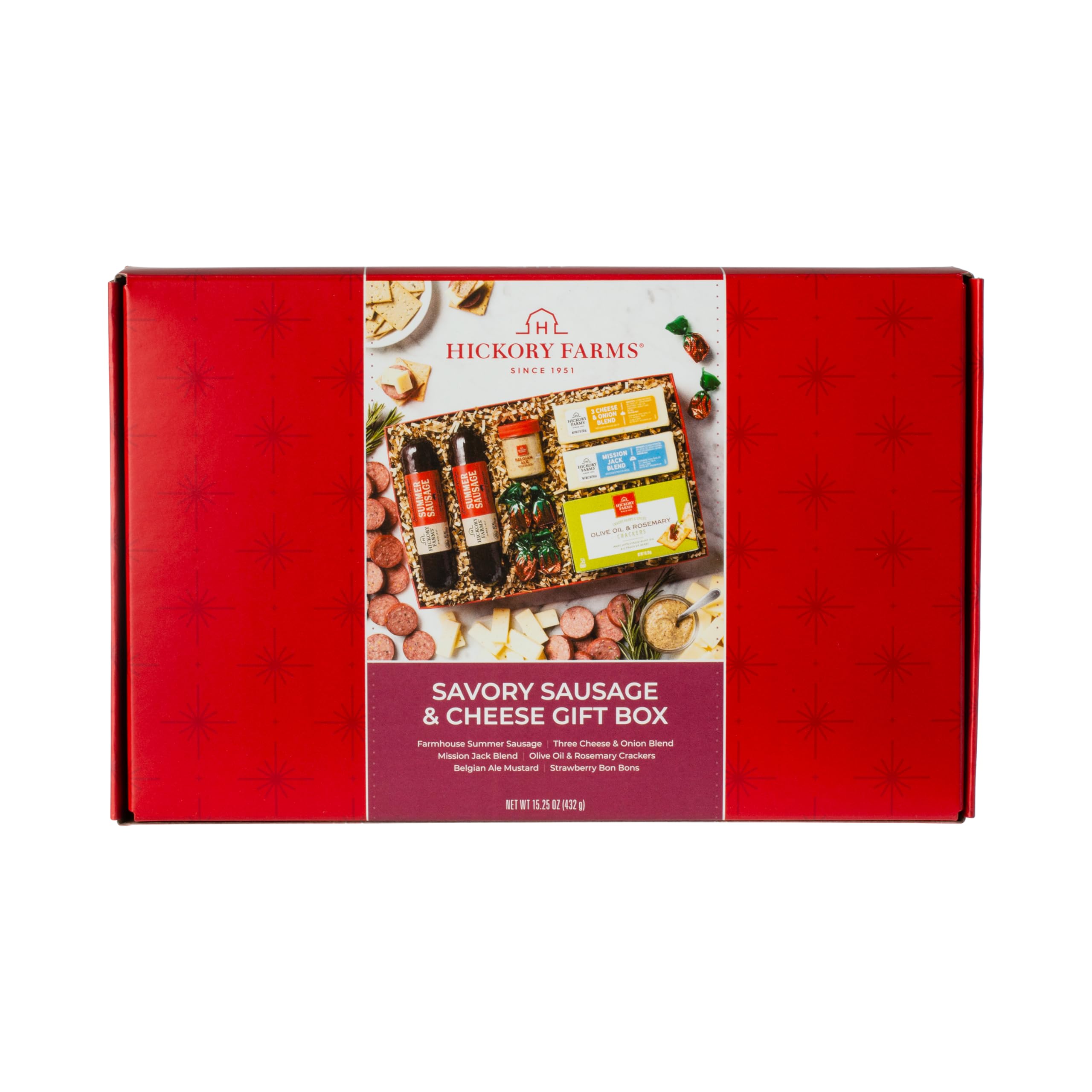 Hickory Farms Savory Sausage & Cheese Gift Box – Gourmet Farmhouse Summer Sausages, Cheese Blends, Belgian Ale Mustard, and Crackers for Holidays, Birthdays, or Corporate Gifts