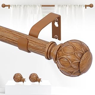 Wood Boho Curtain Rods for Windows:18-60Inch Wooden Farmhouse Curtain Ro...