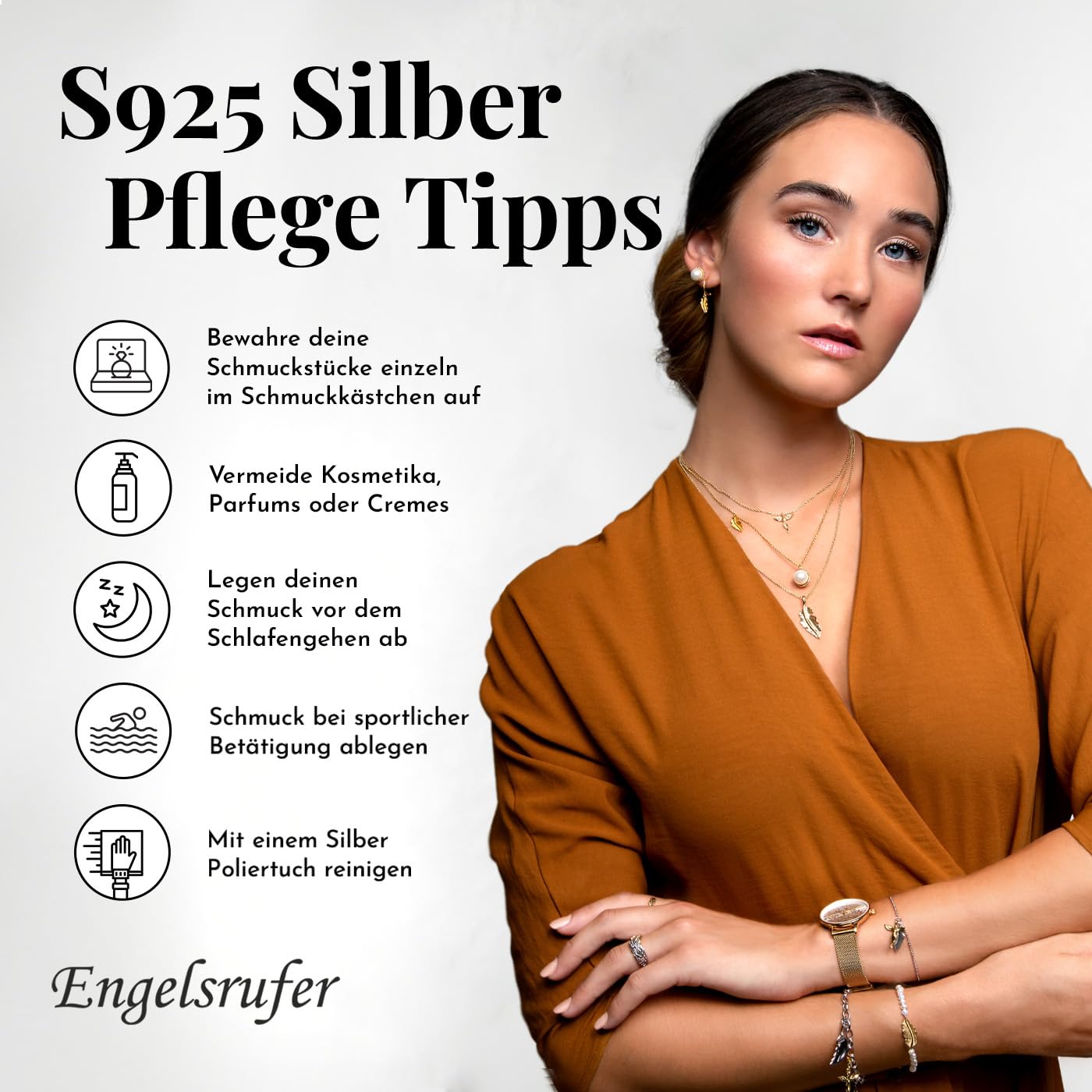 Engelsrufer Damen Halskette aus Sterling Silber mit Herzflügel Anhänger mit Zirkonia Steinen, Karabinerverschluss, in zwei Längen verstellbar, nickelfrei, Allergiker geeignet